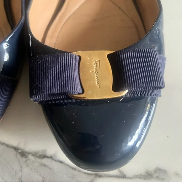 Salvatore Ferragamo Navy Blue Flats - Picture 3 of 10